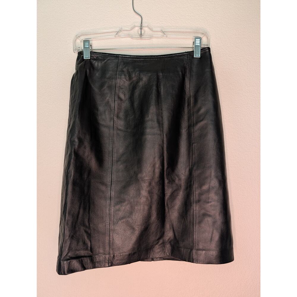 Apt 9 Genuine Soft Leather Black Pencil Skirt Chic Edgy 4